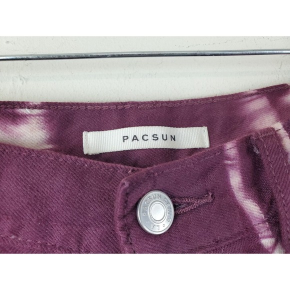 Pacsun 26 High Rise Straight Jeans Tie Dye Raw Hems Button Fly Eco Raspberry - Picture 5 of 13